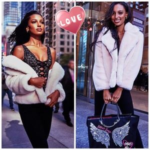 Victorias Secret Pink Blush Faux Fur Coat L